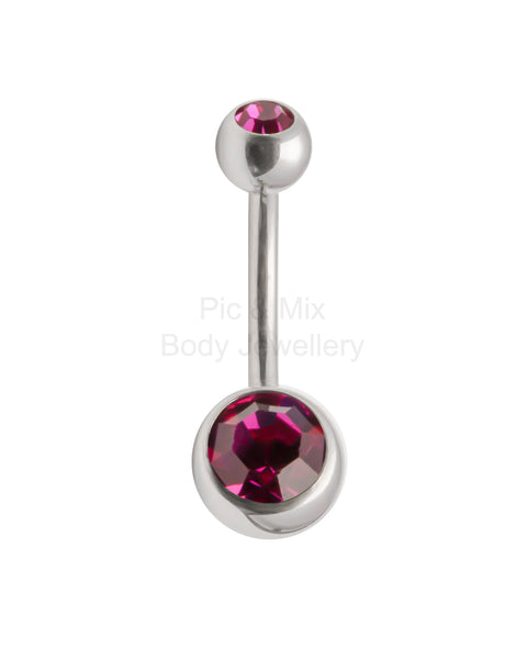 Double Gem belly bar - 1.6 x 12mm