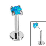 Titanium push fit Labret with synthetic Opal