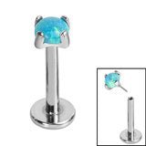 Titanium push fit Labret with synthetic Opal