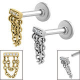 Beaten bar Labret with Chains