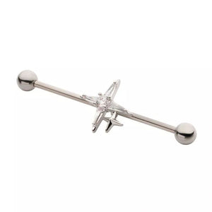 34mm 2-Pointed Cross with Clear CZ Industrial
