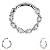 Steel Paris Milgrain Jewelled Hinged Clicker Ring