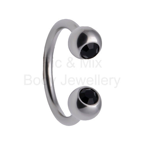 Surgical Steel Circular barbell - 1.2 x 8/10mm with 4mm Crystal Tops