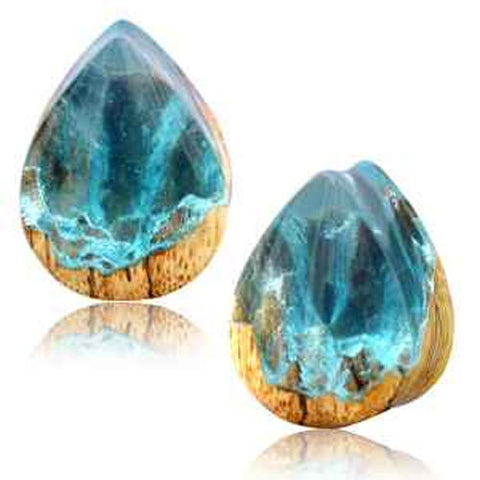 Handmade Epoxy and Wood Teardrop Plug