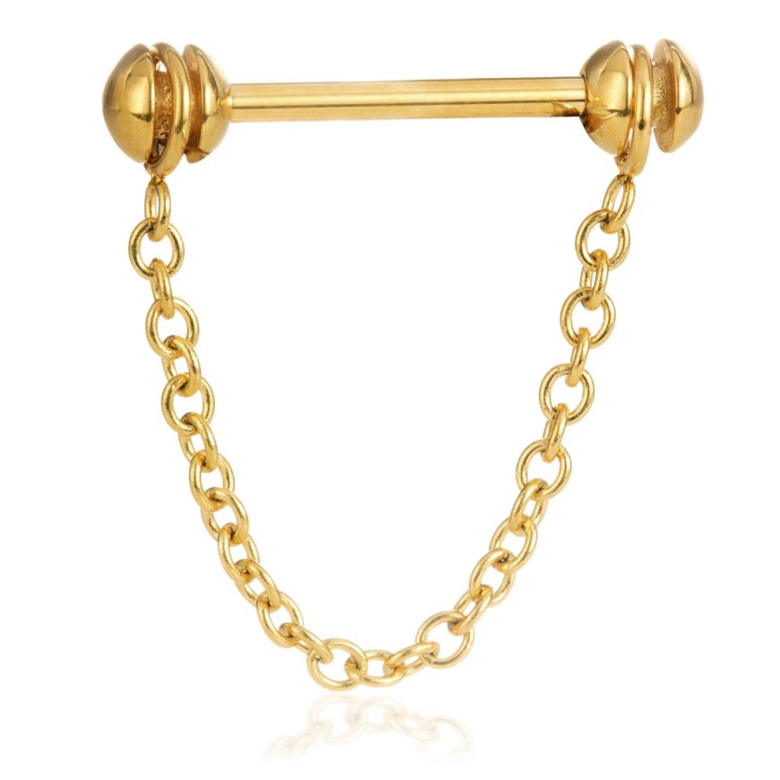 24k Gold Steel Chain Nipple Bar