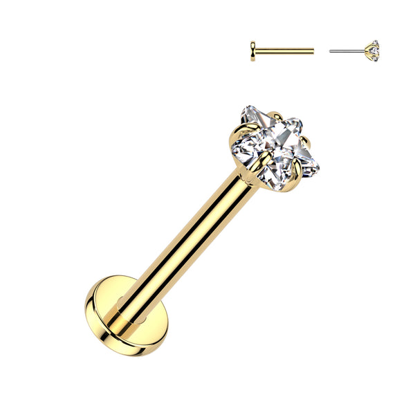 Ti labret - Internal thread HP, Rose or Yellow Hearts or star