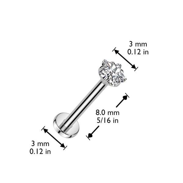Ti labret - Internal thread HP, Rose or Yellow Hearts or star
