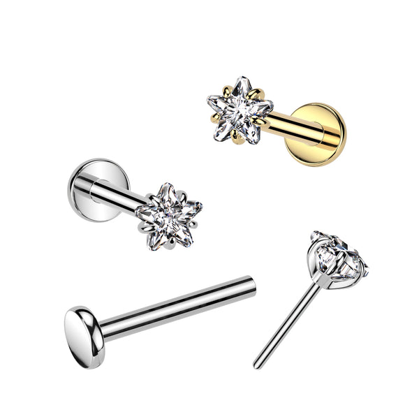 Ti labret - Internal thread HP, Rose or Yellow Hearts or star