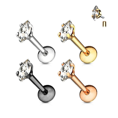 Marquise CZ 316L Internally Threaded Labret, Monroe, Cartilage Stud Rings