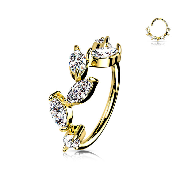 6 Marquise CZ Vine Bendable Nose Hoop