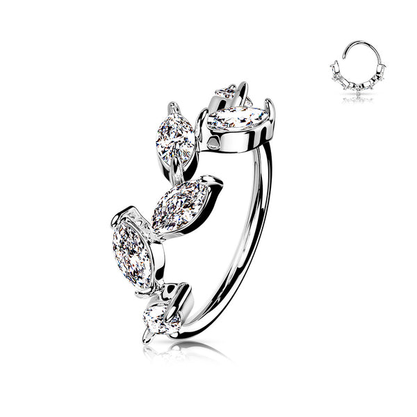 6 Marquise CZ Vine Bendable Nose Hoop
