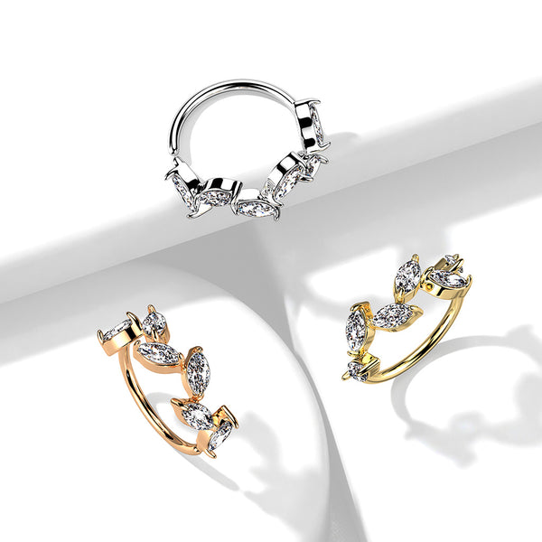 6 Marquise CZ Vine Bendable Nose Hoop