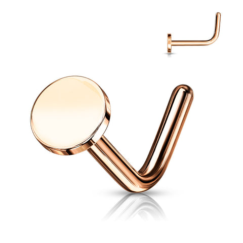 Circular Flat Top 316L Surgical Steel "L" Bend Nose Stud Rings