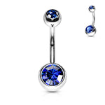 Double Gem belly bar - 1.6 x 10mm