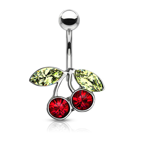 316L Surgical Steel Cherry CZ Belly Button Ring