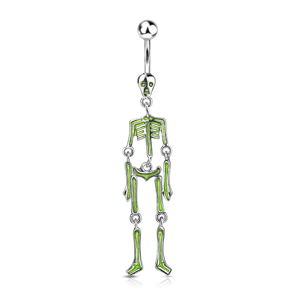 316L Surgical Steel Skeleton Dangle Belly Button Ring