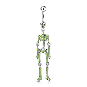 316L Surgical Steel Skeleton Dangle Belly Button Ring