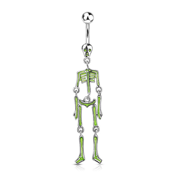 316L Surgical Steel Skeleton Dangle Belly Button Ring