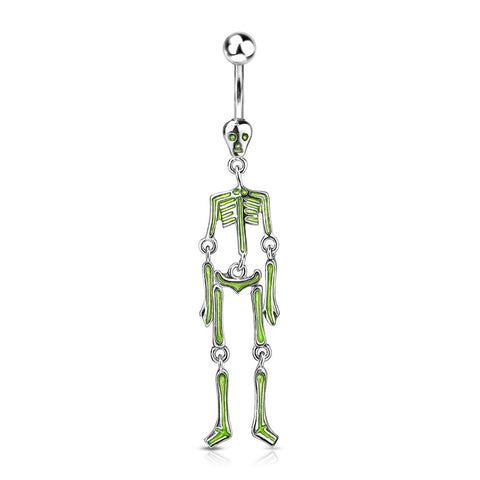 316L Surgical Steel Skeleton Dangle Belly Button Ring