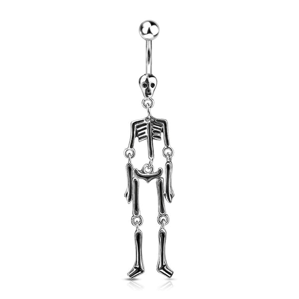 316L Surgical Steel Skeleton Dangle Belly Button Ring