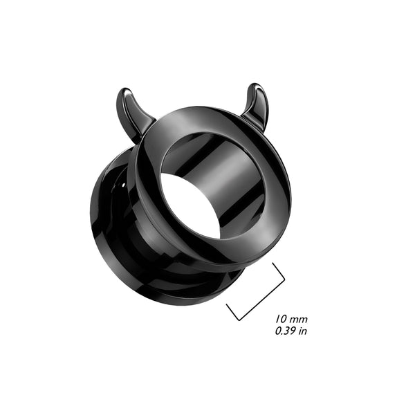 Devil Horn Rim Black PVD over 316L Surgical Steel Screw Fit Tunnel