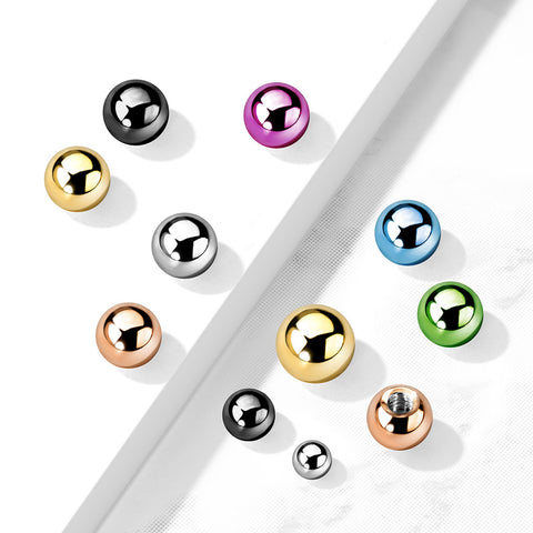 Surgical steel threaded balls - anodised