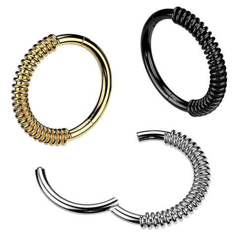 High Quality Precision All 316L Surgical Steel Spring Coil Hinged Segment Hoop Ring