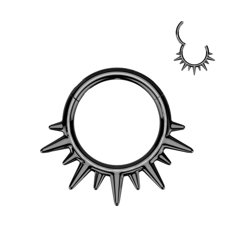 High Quality Precision All 316L Surgical Steel Spikes Hinged Segment Hoop Ring