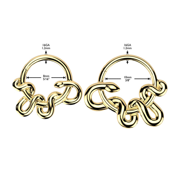 High Quality Precision All 316L Surgical Steel Snake Hinged Segment Hoop Ring