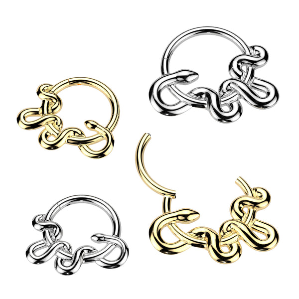 High Quality Precision All 316L Surgical Steel Snake Hinged Segment Hoop Ring