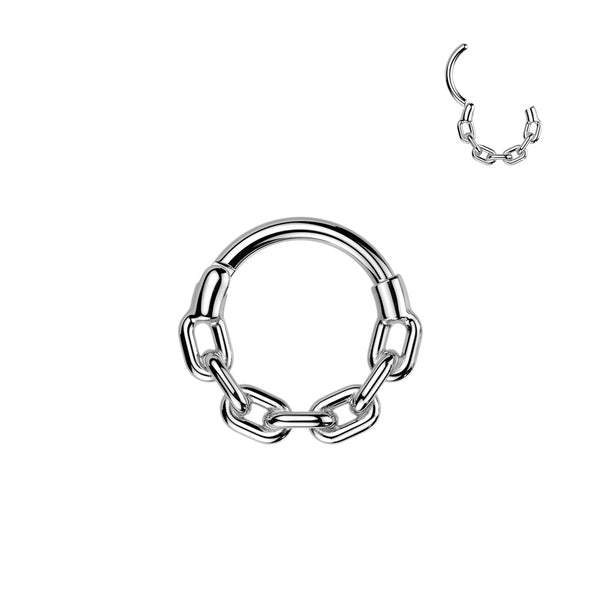 All 316L Surgical Steel Chain Link Hinged Segment Hoop Ring