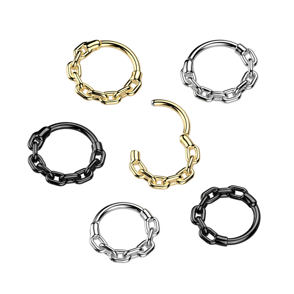 All 316L Surgical Steel Chain Link Hinged Segment Hoop Ring