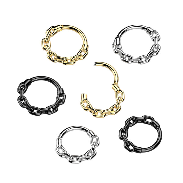 All 316L Surgical Steel Chain Link Hinged Segment Hoop Ring