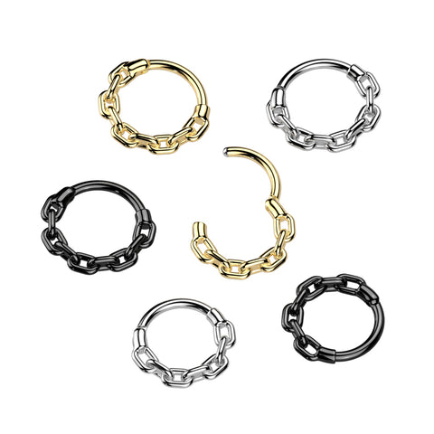 All 316L Surgical Steel Chain Link Hinged Segment Hoop Ring