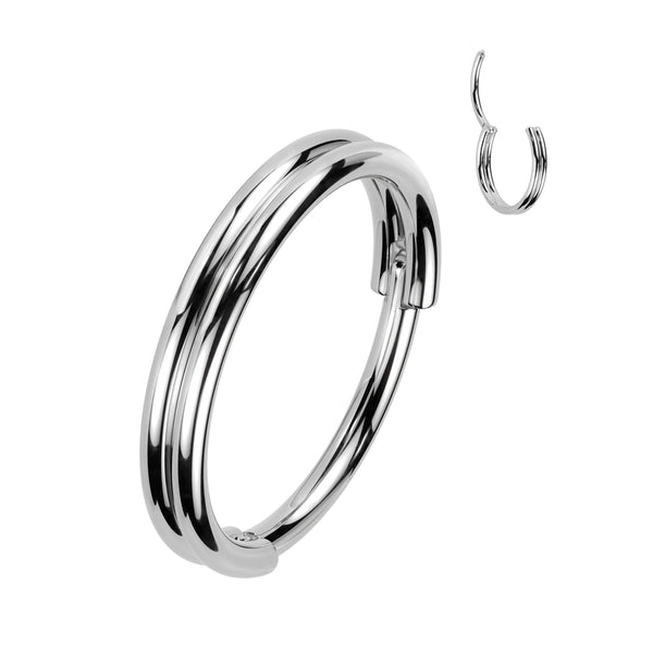 High Quality Precision All 316L Surgical Steel 20ga Hinged Segment Hoop Ring With Double Line