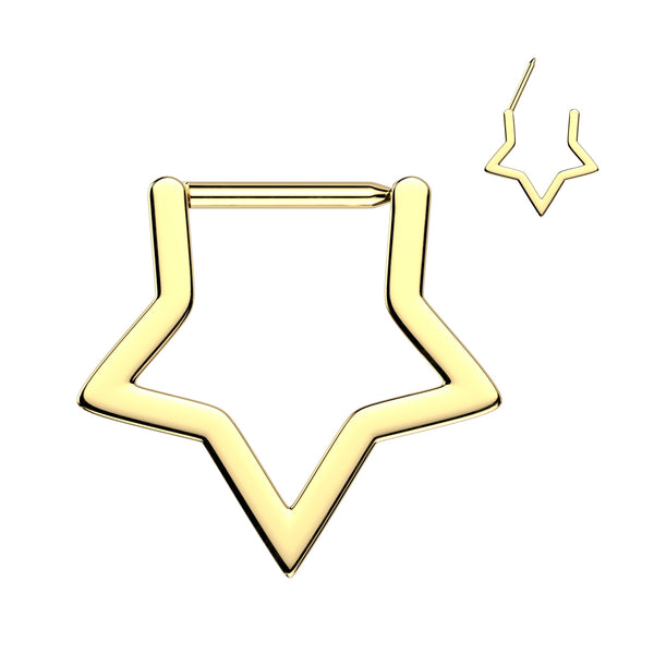 Implant Grade Titanium Hinged Hollow Star Segment Hoop Ring With Straight Bar