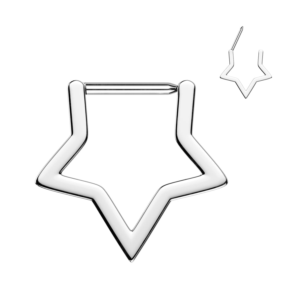 Implant Grade Titanium Hinged Hollow Star Segment Hoop Ring With Straight Bar