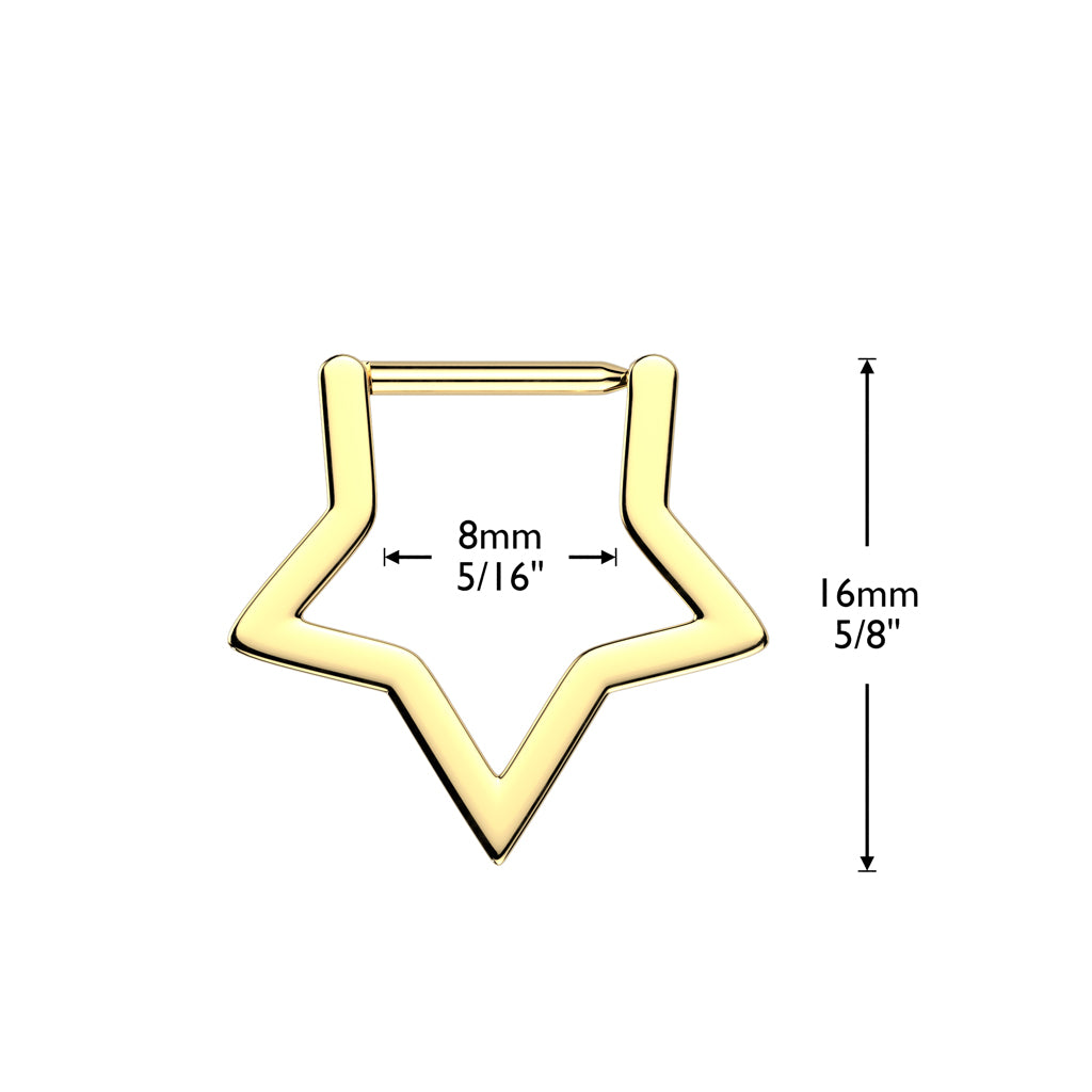 Implant Grade Titanium Hinged Hollow Star Segment Hoop Ring With Straight Bar