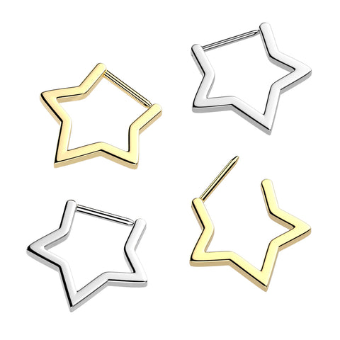 Implant Grade Titanium Hinged Hollow Star Segment Hoop Ring With Straight Bar