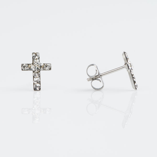 Cross with Gem Surgical Steel Earrings
