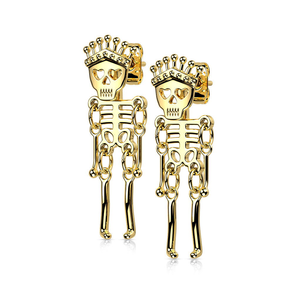 316L Surgical Steel Skeleton Dangle Stud Earrings