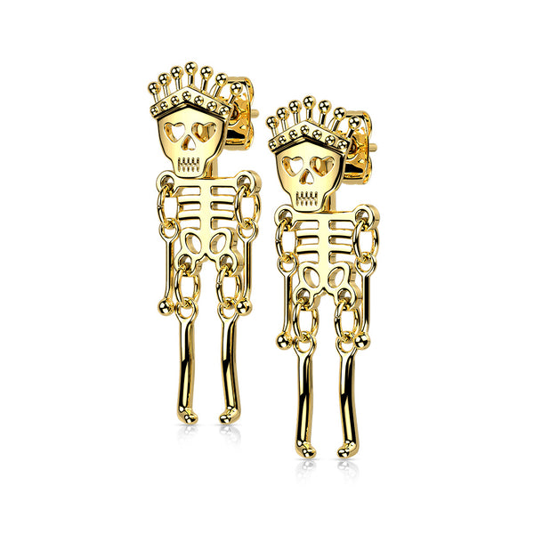 316L Surgical Steel Skeleton Dangle Stud Earrings