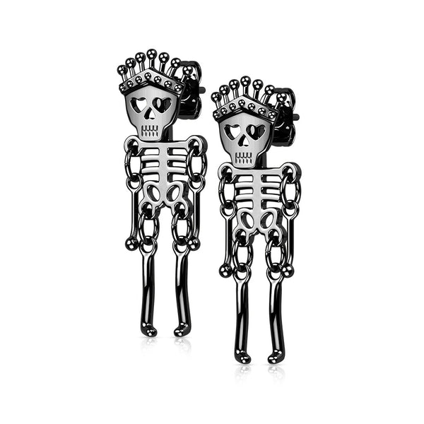 316L Surgical Steel Skeleton Dangle Stud Earrings