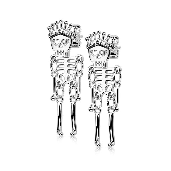 316L Surgical Steel Skeleton Dangle Stud Earrings