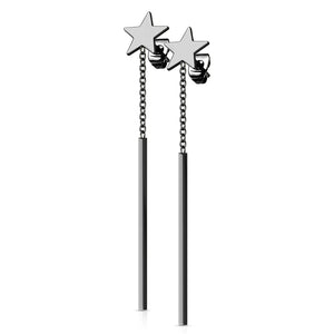 316L Stainless Steel Star Stud Earrings with Rectangle Bar Dangling