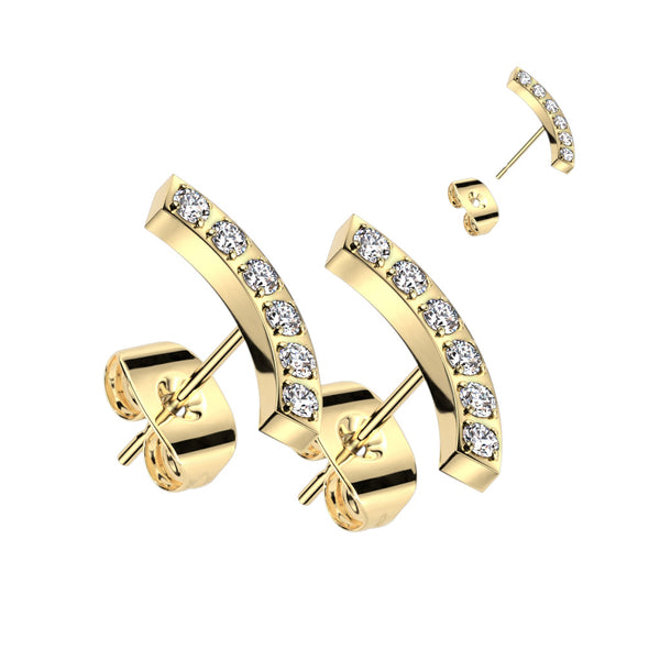 CZ Curve 316L Stainless Steel Stud Earrings