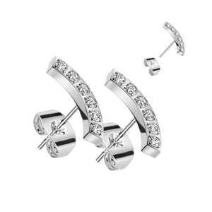 CZ Curve 316L Stainless Steel Stud Earrings