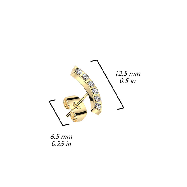 CZ Curve 316L Stainless Steel Stud Earrings
