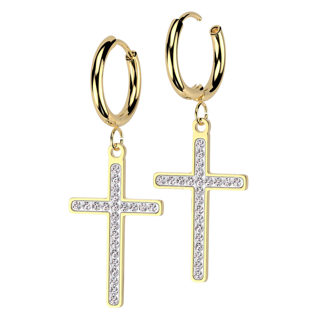 Hanging Cross Hoop earring