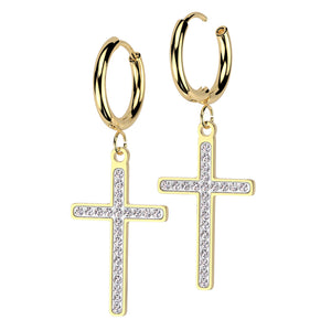 Hanging Cross Hoop earring